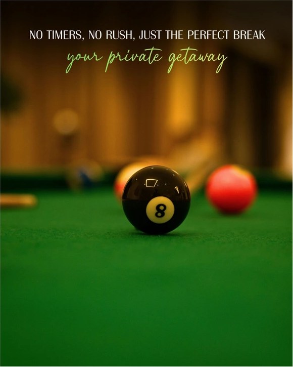 Azure Cove social creative — games room, 'your private getaway'